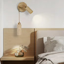 Ljojo Mid Century Modern LED Wall Lights Adjustable Switch Yellow Travertine Bedroom Lamps