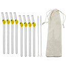 Ljojo Lemon Shaped Glass Drinking Straws Set with Brush Bag - Bar Drinkware
