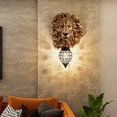 American Retro Lion Head Wall Lamp Resin led Wall Light for Living Room Hallway by Ljojo