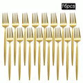 Ljojo 16pcs Stainless Steel Gold Tableware Dinner Fork Set