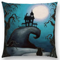 Cute Cat Moon Night Wonderland Witch Halloween Dance Pillow Cover by Ljojo