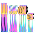 Ljojo 16-Piece Pink Gold Stainless Steel Cutlery Set - Dinnerware Flatware Tableware Kit