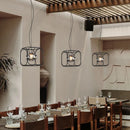 Art Deco Gray Glass Chandelier Black Metal Pendant Lamp For Hotel Hall by Ljojo