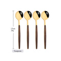 Ljojo 16Pcs Brown Gold Stainless Steel Dinnerware Set with Wooden Handle