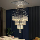 Modern Square Base K9 Crystal Ceiling Chandelier for Villa Living Room and Staircase Decor by Ljojo