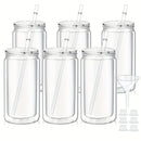 Ljojo 16oz Double Wall Snow Globe Tumbler with Bamboo Lid and Straw