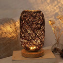Wabi-sabi Rattan Twine LED Table Lamp Hand Knitted Chandelier by Ljojo