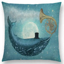 Cute Ghost Sailboat Whale Diver Cushion Cover by Ljojo