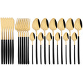 Gold Stainless Steel Cutlery Set by Ljojo - 24Pcs Western Tableware Flatware