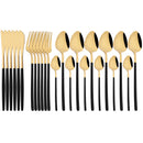 Gold Stainless Steel Cutlery Set by Ljojo - 24Pcs Western Tableware Flatware