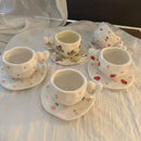 Ljojo 10oz Hand Painted Ceramic Coffee Mug Set with Heart Shape Handle
