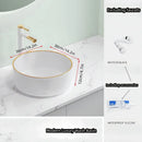 Ljojo Marble Patterned Circular Gold-Edged Ceramic Bathroom Sink
