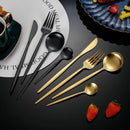 Ljojo 30-Piece Gold Stainless Steel Cutlery Set - Matte Flatware Silverware Kit