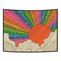 Boho Sun Moon Phase Rainbow Tapestry by Ljojo - Bedroom Decor Bedspread