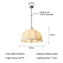 French Cream-Style Fabric E27 Pendant Light Chandelier for Bedroom & Living Room by Ljojo