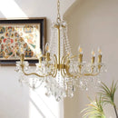 French Luxury Copper Candle Led E14 Chandelier | Elegant Crystal Pendant Lights - Ljojo