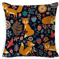 Ljojo Linen Fox Sofa Cushion Cover 50x50 Square Home Décor Pillowcase