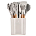 Ljojo 13Pcs Silicone Kitchen Utensils Set with Wooden Handles