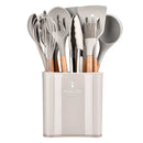 Ljojo 13Pcs Silicone Kitchen Utensils Set with Wooden Handles