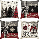 Ljojo Linen Christmas Pillow Cover Set 2024 - Snowman Elk Theme