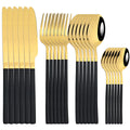 Ljojo 24-Piece Stainless Steel Gold Dinnerware Set with Cutlery & Utensils