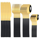 Ljojo 24-Piece Stainless Steel Gold Dinnerware Set with Cutlery & Utensils