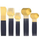 Ljojo 30-Piece Gold Stainless Steel Cutlery Set - Matte Flatware Silverware Kit