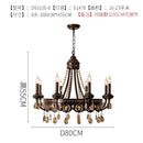 American Retro Iron Crystal Chandelier Lighting LED E14 Hanging Lamp for Living Room by Ljojo