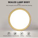 Ljojo Wood Grain LED Ceiling Light: Circular Walnut Remote Control Dimming Home Decor Lamp