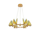 Ljojo Modern Acrylic Butterfly Led Pendant Light Gold Suspend Lamp for Home Decor