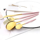 Ljojo 12-Piece Pink Gold Stainless Steel Cutlery Set