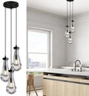 Ljojo Luxury Crystal Raindrop Pendant Light Kitchen Island Brushed Nickel Lighting