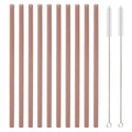 Ljojo 12Pcs Glass Straw Set: Reusable Straws 8'' Long with Cleaning Brush