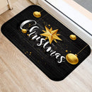 Ljojo Merry & Happy Year Door Mat: Golden Black Letter Print, Non-Slip Floor