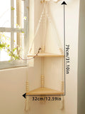 Ljojo™ Boho Hand-Woven Corner Storage Rack: Stylish Floating Shelf & Display Stand