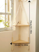 Ljojo™ Boho Hand-Woven Corner Storage Rack: Stylish Floating Shelf & Display Stand