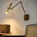 Nordic Vintage Copper Swing Arm Wall Lamp 360º Adjustable Bedside Sconce by Ljojo