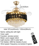 Inch Luxury Crystal Ceiling Fan with Modern LED Chandelier & Remote Control - Ljojo