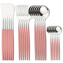 Ljojo 24Pcs Stainless Steel Cutlery Set Dinnerware Flatware Knife Fork Spoon