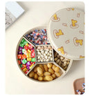 Ljojo Melamine Fruit Plate with Lid - Divided Snack Box for Living Room
