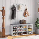 Ljojo™ Shoe Storage Bench with Cushion, 12-Cubby Organizer, 39.4L Capacity