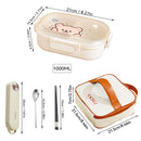 Ljojo 3-Compartment Plastic Lunch Box - Microwave Safe, Kid-Friendly Food Container
