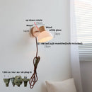Ljojo LED Wall Light Fixture Wood Canopy White Glass Nordic Modern Plug In Sconce