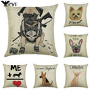 Ljojo Linen Pillowcase: Cartoon Digital Print Pattern for Office, Car, Home Sofa