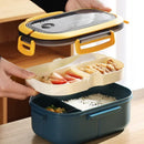 Ljojo 2-Layer Bento Lunch Box with Spoon & Fork, Leakproof Microwavable Food Container