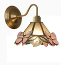 Antique Brass Stained Glass Chandelier Japanese Style Butterfly Lamp by Ljojo