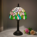 8-Inch Stained Glass Tulip Table Lamp by Ljojo - Romantic Living Room Decor