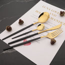 Ljojo Mirror Stainless Steel Dinner Fork Set - 6Pcs Flatware Gold Silverware