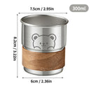 Ljojo Little Bear Stainless Steel Coffee Cup with Wooden Pad