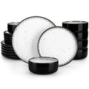 Ljojo 18/24PCS Black Ceramic Plate Sets - Mediterranean Blue Stoneware Dinner Set